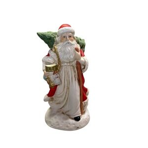 VTG 90's Father Christmas Heirloom Santa‎ Porcelain Rotating Wind Up Music Box